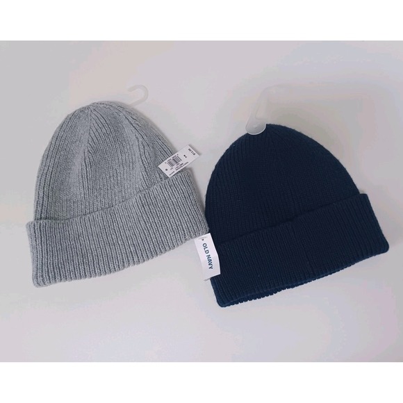NWT Old‎ Navy Unisex Kids Knit Beanie Hats Winter Blue Gray S/M Boys - Picture 1 of 4